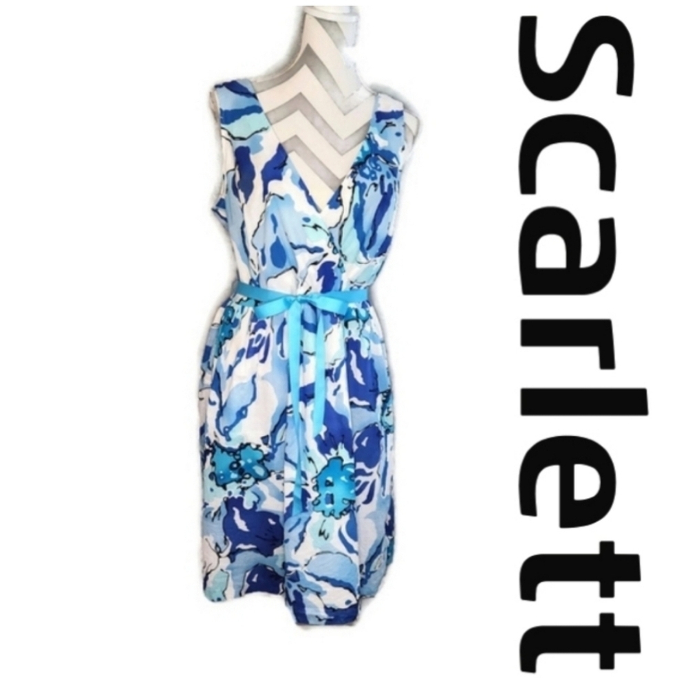 Scarlett Blue and White Sleeveless Sundress Size 14